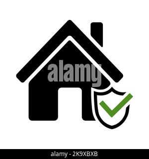 Home Protect Icon in flacher Ausführung. Zuhause mit Schildsymbol Stock Vektor