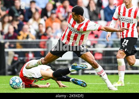 EINDHOVEN - Cody Gakpo vom PSV Eindhoven während des niederländischen Eredivisie-Spiels zwischen PSV Eindhoven und NEC Nijmegen am 30. Oktober 2022 im Phillips Stadium in Eindhoven, Niederlande. ANP OLAF KRAAK Stockfoto