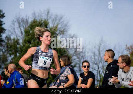 Die Belgierin Eline Dalemans wurde während des Frauenlaufs beim CrossCup-Leichtathletik-Event in Mol, der zweiten Etappe des CrossCup-Wettbewerbs, am Sonntag, den 30. Oktober 2022, in Aktion gezeigt. BELGA FOTO JASPER JACOBS Quelle: Belga Nachrichtenagentur/Alamy Live News Stockfoto