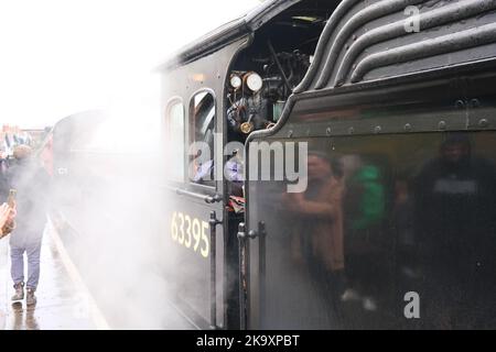 Dampflok 63395 am Pickering Bahnhof, North Yorkshire Moors Railway. Stockfoto