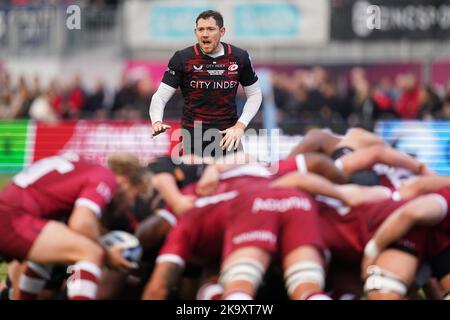 Alex Goode von Saracens während des Spiels der Gallagher Premiership im StoneX Stadium, London. Bilddatum: Sonntag, 30. Oktober 2022. Stockfoto