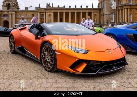 2018 Lamborghini Huracán Performance Spyder, ausgestellt auf der Concours d’Elégance Motorshow im Blenheim Palace Stockfoto