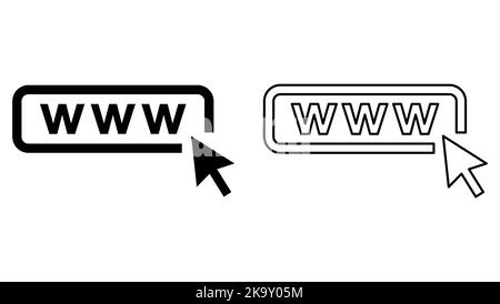 Satz von World Wide Web-Symbol, www Internet-Website-Symbol, klicken Sie Maus Pfeil Zeichen Vektor-Illustration . Stock Vektor