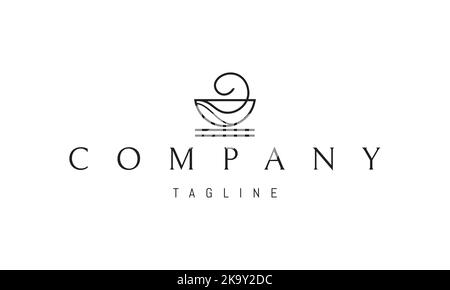 Vektor-Logo, auf dem ein abstraktes Bild einer Tasse mit Dampf in Form einer Welle. Stock Vektor