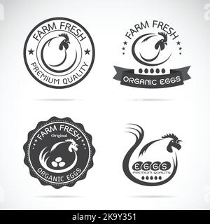 Set von Vektor-Huhn und Eier Etikett auf weißem Hintergrund. Leicht editierbare Vektorgrafik mit Ebenen. Tiere. Stock Vektor