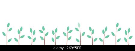 Hintergrund mit verschiedenen jungen Pflanzen. Sprossen von Bäumen Stock Vektor