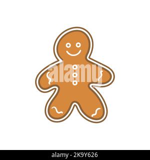 Weihnachten Lebkuchenmann. Einfache Illustration. Weihnachtskekse auf weißem Hintergrund Stock Vektor