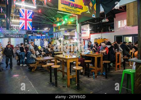 Das Innere des Tooting Market im Südwesten Londons Stockfoto