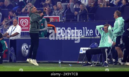 Gelsenkirchen, Deutschland. 30. Okt, 2022. firo : 30.10.2022, Fußball, Fußball, 1. Liga, 1. Bundesliga, Saison 2022/2023, FC Schalke 04 - SC Freiburg Trainer Thomas REIS, Schalke Credit: dpa/Alamy Live News Stockfoto
