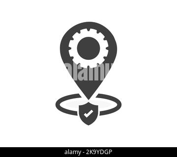 Technischer Support Kundendienst Karte Standort Pin Logo Design. Vektordesign und Illustration der Kundenhilfe für den Service-Support. Stock Vektor