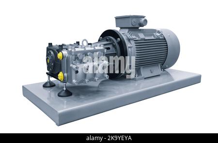 Industrielle Hochdruck-Wasserpumpe mit elektrischem Motorantrieb isoliert  auf weißem Hintergrund Stockfotografie - Alamy