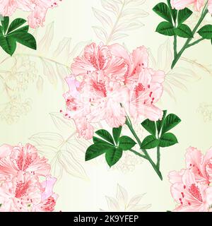 Nahtlose Textur Blumen Hellrosa Rhododendren Zweig Bergstrauch vintage Vektor Illustration editierbar Handzeichnen Stock Vektor