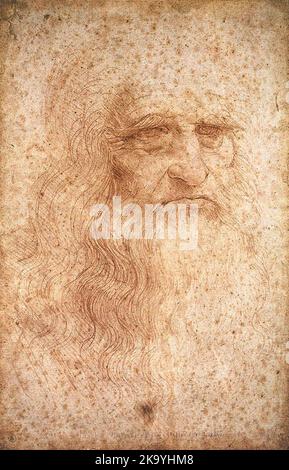 Mutmaßliches Selbstporträt von Leonardo (1510) von Leonardo da Vinci Stockfoto