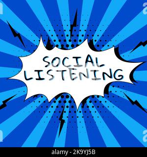 Inspiration zeigt Zeichen Social Listening. Internet-Konzept Rechtsinstrument für die Umverteilung von Software man Holding Paper präsentiert Stockfoto