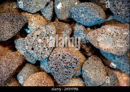 Blick auf natürliche Bimssteine, Nahaufnahme. Stockfoto