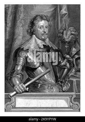 Porträt von Frederik Hendrik, Prinz von Oranien-Nassau, Paulus Pontius, nach Anthony van Dyck, 1616 - 1657 Stockfoto