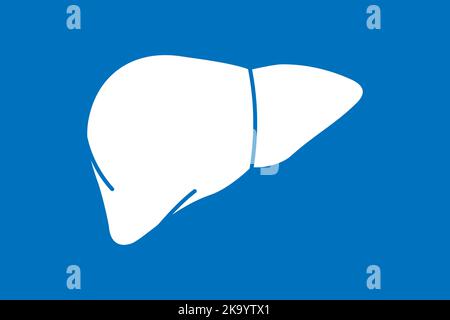 Symbol für menschliche Leber auf blauem Hintergrund isoliert. Symbol für menschliche Organe. Vektorgrafik. Stock Vektor