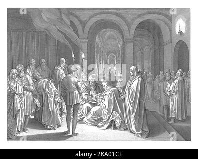 Beschneidung Christi, Nicolaes de Bruyn, 1620, Jahrgang graviert. Stockfoto