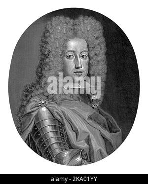 Porträt von Kaiser Karl VI., Pieter van Gunst, 1701 - 1711 Karl VI., Kaiser des Heiligen Römischen Reiches. Er wird als Thronprätender dargestellt Stockfoto