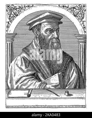 Porträt von Celio Secondo Curione, Robert Boissard, 1597 - 1599 Stockfoto