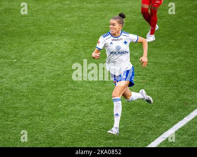 Historisches Damen-Fußballspiel in der Platinumcars Arena in Norrköping zwischen IFK Norrköping und Bergdalens IK im schwedischen Elitettan der zweiten Klasse. Stockfoto