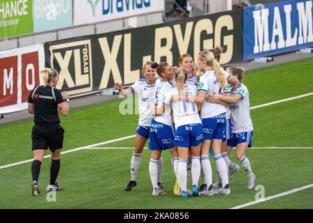 Historisches Damen-Fußballspiel in der Platinumcars Arena in Norrköping zwischen IFK Norrköping und Bergdalens IK im schwedischen Elitettan der zweiten Klasse. Stockfoto