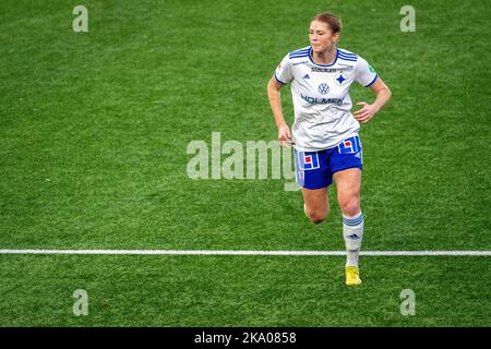 Historisches Damen-Fußballspiel in der Platinumcars Arena in Norrköping zwischen IFK Norrköping und Bergdalens IK im schwedischen Elitettan der zweiten Klasse. Stockfoto