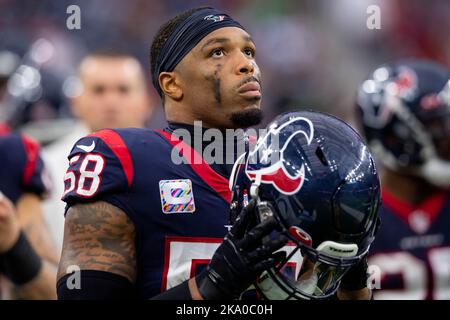 Houston, TX, USA. 30. Oktober 2022. Christian Kirksey (58), Linebacker von Houston Texans, während eines Spiels zwischen den Tennessee Titans und den Houston Texans in Houston, TX. Trask Smith/CSM/Alamy Live News Stockfoto