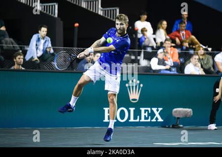 Paris, Frankreich. 30. Oktober 2022. Corentin Moutet aus Frankreich während des Rolex Paris Masters, ATP Masters 1000 Tennisturniers, am 30. Oktober 2022 in der Accor Arena in Paris, Frankreich. Foto von Victor Joly/ABACAPRESS.COM Quelle: Victor Joly/Alamy Live News Stockfoto