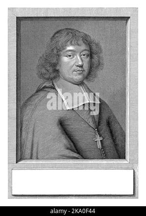 Porträt von Charles-Maurice le Tellier, Erzbischof von Reims, Pieter van Schuppen, nach P. Mignard, 1677 Stockfoto