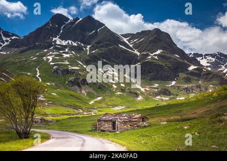 Col de l'Iseran eine Bergstraße Passlandschaft: französische alpen in Vanoise, Frankreich Stockfoto