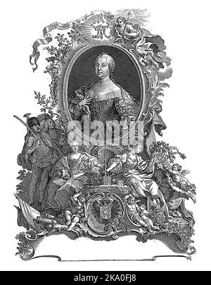 Porträt von Maria Theresia, römisch-deutsche Kaiserin, Johann Esaias Nilson, 1740 - 1788 Stockfoto