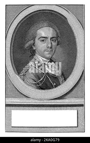 Porträt von Diederik Johan, Reichsgraaf van Hogendorp van Hofwegen, Cornelis Brouwer, nach Schmid, 1741 - 1803, Jahrgang graviert. Stockfoto