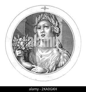 Ceres mit Füllhorn, Jacob Matham, 1599 - 1600, Jahrgang graviert. Stockfoto