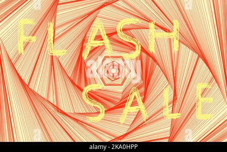 Flash Verkauf Schriftzug mit Pinsel auf orangefarbenem geometrischen Hintergrund, Vektorbild Stock Vektor