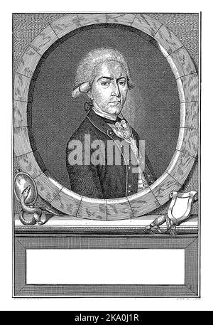 Porträt von Diederik Johan van Hogendorp van Hofwegen, Oberst und Hauptmann der Amsterdamer Miliz. Stockfoto