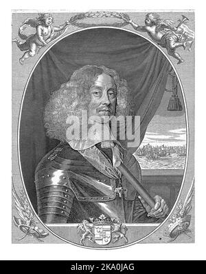 Porträt von Jacob Baron van Wassenaer lord of Obdam, Theodor Matham, nach Adriaen Hanneman, 1658 - 1676 Porträt von Jacob Baron van Wassenaer lord of Stockfoto