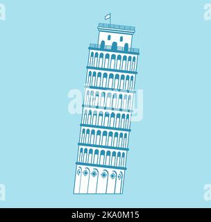 Schiefer Turm von Pisa - Italien | weltberühmte Gebäude Vektor-Illustration Stock Vektor