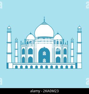 Taj Mahal - Indien | weltberühmte Gebäude Vektor-Illustration Stock Vektor