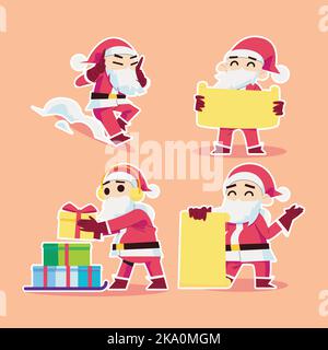 Weihnachtsmann Holding Grußbanner in flachem Design Stock Vektor