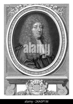 Porträt des französischen Staatsmannes Louis-Francois Le Fevre de Caumartin, Pieter van Schuppen, nach Francois de Troy, 1685 Stockfoto