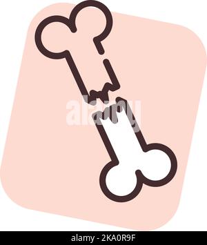 Gebrochener Knochen, Illustration oder Symbol, Vektor auf weißem Hintergrund. Stock Vektor