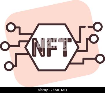 Blockchain NFT, Illustration oder Icon, Vektor auf weißem Hintergrund. Stock Vektor