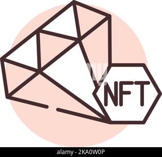 Blockchain NFT, Illustration oder Icon, Vektor auf weißem Hintergrund. Stock Vektor