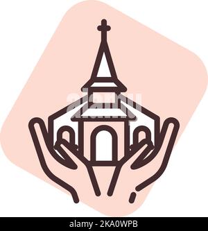 Kirche Nächstenliebe, Illustration oder Symbol, Vektor auf weißem Hintergrund. Stock Vektor