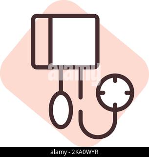Blutdruckmessgerät, Abbildung oder Symbol, Vektor auf weißem Hintergrund. Stock Vektor