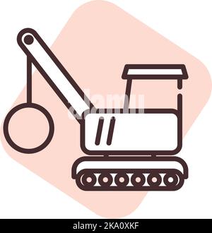 Konstruktion Abrisskugel; Illustration oder Symbol; Vektor auf weißem Hintergrund. Stock Vektor