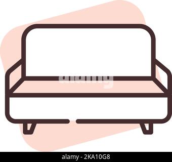 Möbel Ledersofa, Illustration oder Symbol, Vektor auf weißem Hintergrund. Stock Vektor