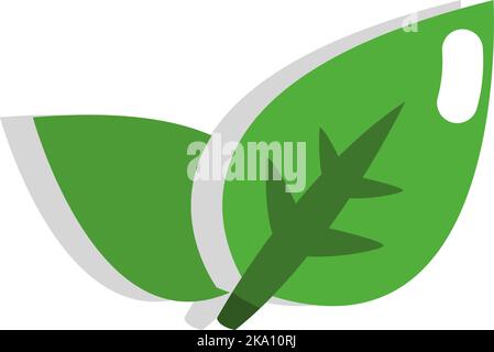 Grüne Teeblätter, Illustration oder Symbol, Vektor auf weißem Hintergrund. Stock Vektor