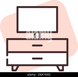 Möbel Fernseher, Illustration oder Symbol, Vektor auf weißem Hintergrund. Stock Vektor